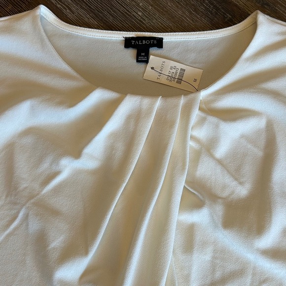 Talbots Ivory Cream Long Sleeve Ruched Neck Top Shirt Women's Size Medium NWT - Picture 6 of 7